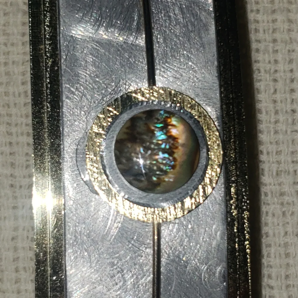 Dichroic glass detail and brushed metal french barrette Large